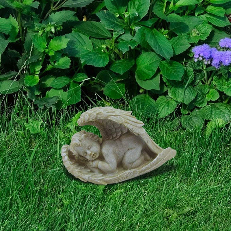 Comfy Hour Faith and Hope Collection Resin Cherub Praying Angel Sleeping in Wing Statue, Perfect for Home Or Outdoor Garden, Gray - Image 2